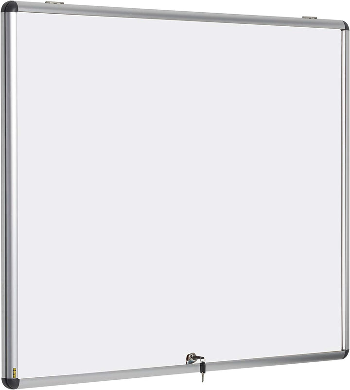 Bi-Office Schaukasten Vitrine "Enclore", Schwingtür nach oben, Whiteboard, Mangetische Innenfläche,