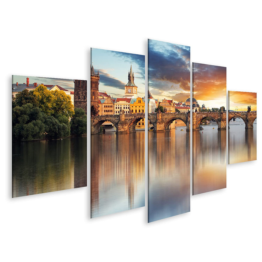 islandburner Bild auf Leinwand Prag Karlsbrücke Tschechische Republik Bilder Wandbilder Poster Leinw