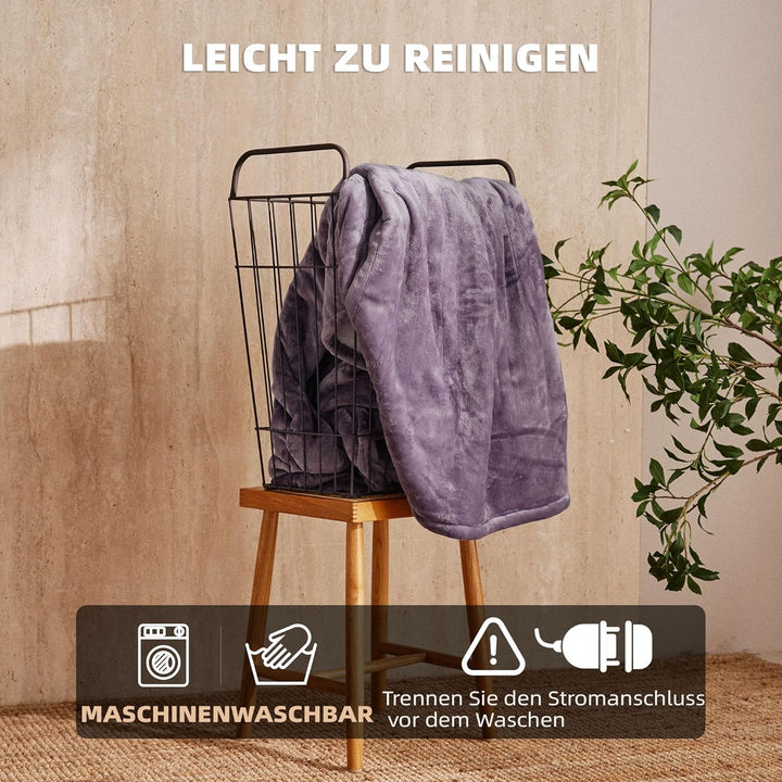 JET'S HOME Heizdecke 130x180cm - Wärmedecke Heizdecke mit Abschaltautomatik Einstellbarer Timer 10 S