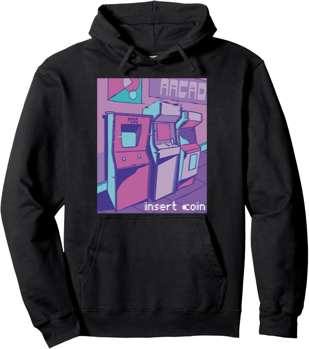 Vaporwave 80's Arcade Games Machine Eighties Retro Gaming Pullover Hoodie