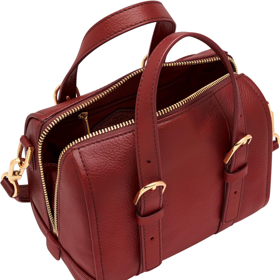 Fossil Damen Tasche Carlie LiteHide™ Leder Satchel Braun, Braun