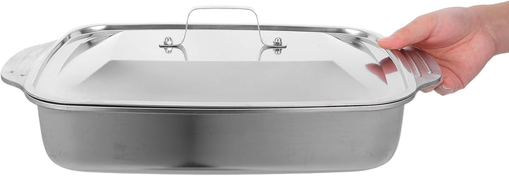 VICASKY Edelstahl Bratform mit Deckel Rechteckige Tiefe Fischbratpfanne 41X24X75cm Induktionsgeeigne