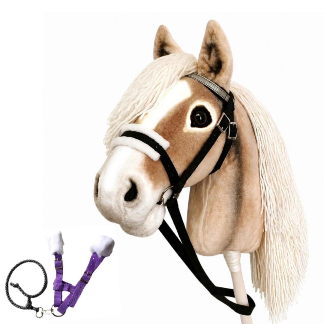 Set Hobby Horse A3 + Abnehmbare Trense & Halfter | Grosses Steckenpferd Haflinger | Abnehmbare Trens