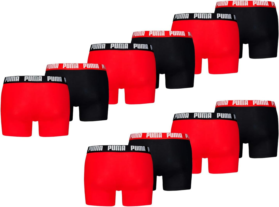 PUMA Herren Boxershorts Unterwäsche (10 Stück) S 786 - Red / Black, S 786 - Red / Black