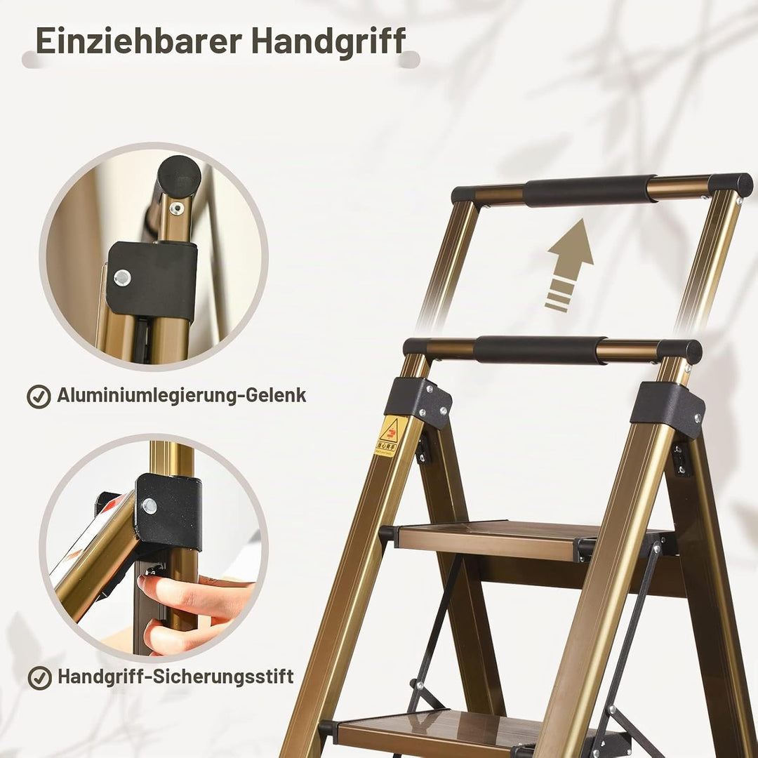 XinSunho Trittleiter 5 Stufen klappbar - Leiter Aluminium mit Handlauf - Tragbare Stehleiter - Anti-