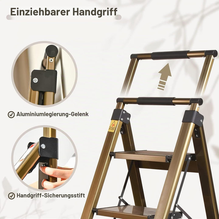 XinSunho Trittleiter 5 Stufen klappbar - Leiter Aluminium mit Handlauf - Tragbare Stehleiter - Anti-