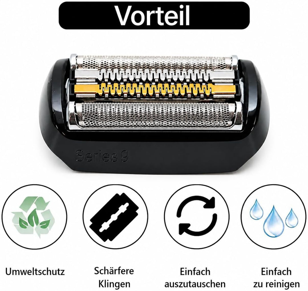2 Stück 92B Ersatzrasierköpfe Kompatibel mit Braun elektrische Rasiermesser der Serie 9 - Kompatibel