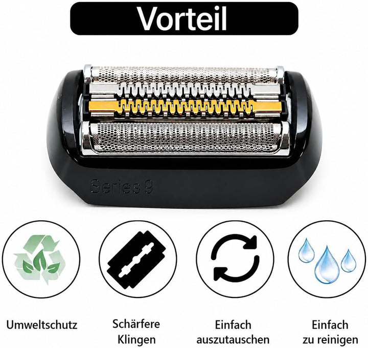 2 Stück 92B Ersatzrasierköpfe Kompatibel mit Braun elektrische Rasiermesser der Serie 9 - Kompatibel