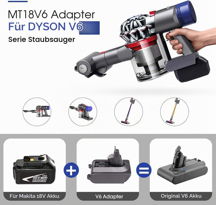 V6 Akku-Adapter für Makita 18V Lithium Akku umgewandelt für Dyson V6 SV04 SV03 DC59 DC58 DC62 SV09 S