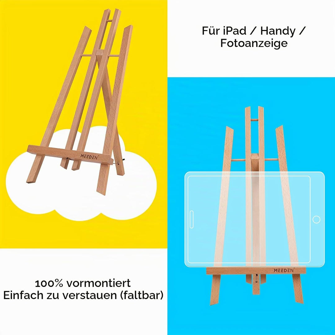 MEEDEN 6 Stück Tischstaffelei Holz, 50 cm Display Staffeleien, Kinder Staffelei Tisch, Bild Ständer