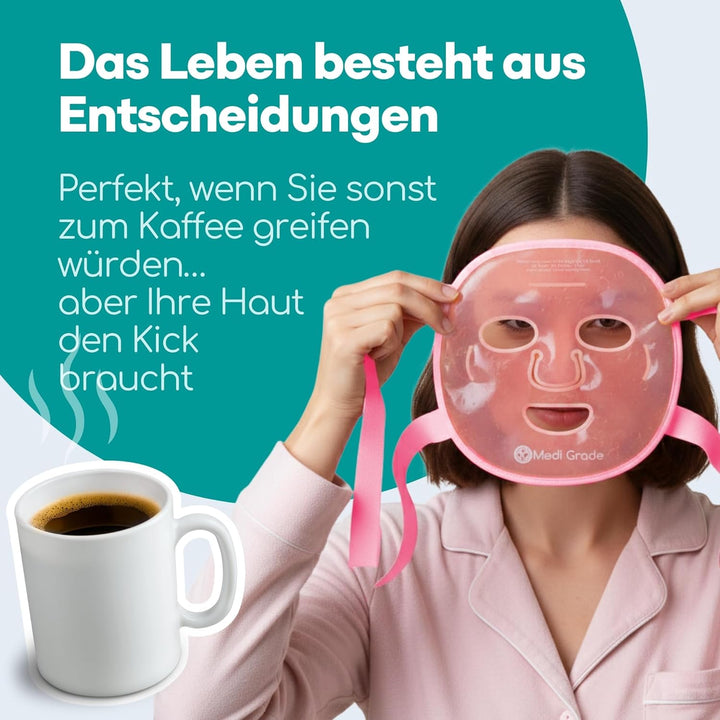 Medi Grade Kühlmaske Gesicht und Kühlende Augenpads, Rosa – Augenmaske Kühlend mit Geltechnologie, G