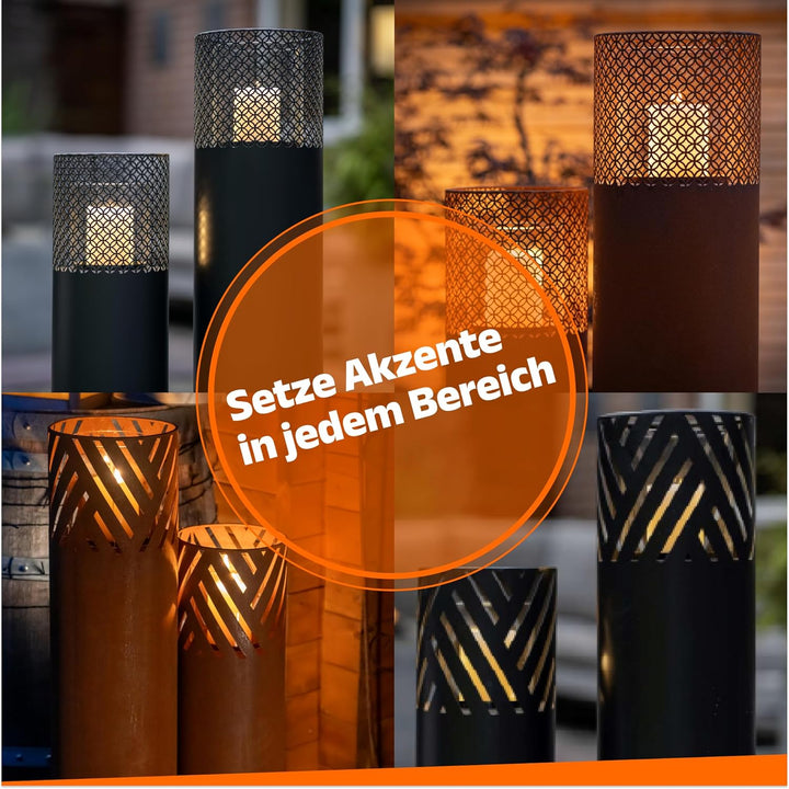 BENTSON Windlichtsäule Anthrazit Design I 2er Set I Deko-Säule für Garten im Industrial Design I Gar