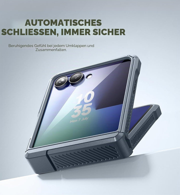 Dexnor Kompatibel mit Samsung Galaxy Z Flip 7 Hülle (2025) mit Dual Kickstands &amp; Auto-Close Scharnie