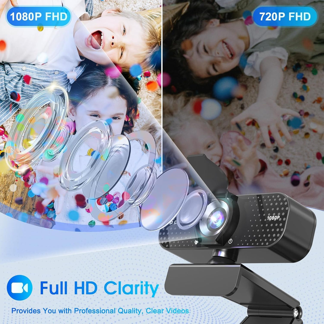 TRAUSI Full-HD-Webcam mit 1080p, Weitwinkelobjektiv & geräuschunterdrückendem Mikrofon, automatische