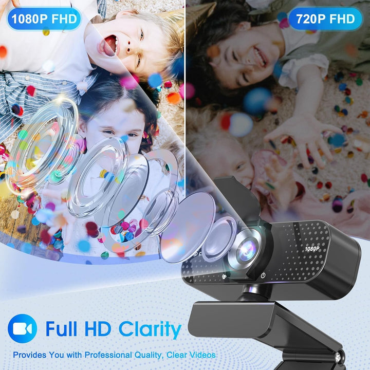 TRAUSI Full-HD-Webcam mit 1080p, Weitwinkelobjektiv & geräuschunterdrückendem Mikrofon, automatische