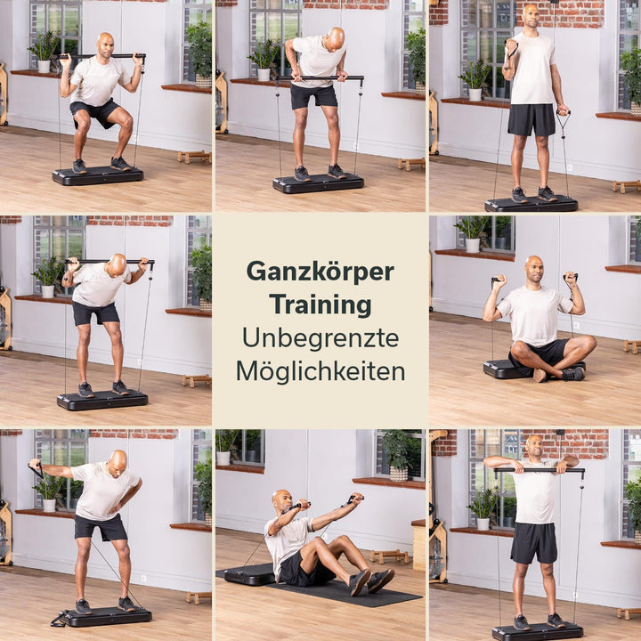Skandika Kraftstation Smart Training Station | Fitnessgerät für zuhause, 50 kg Seilzug, Multifunktio