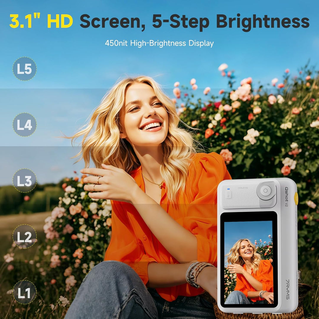 7RYMS Qshot V2 Kabelgebundener Selfie-Monitor für iPhone 17/16 & Android, Magnetischer Smartphone Mo