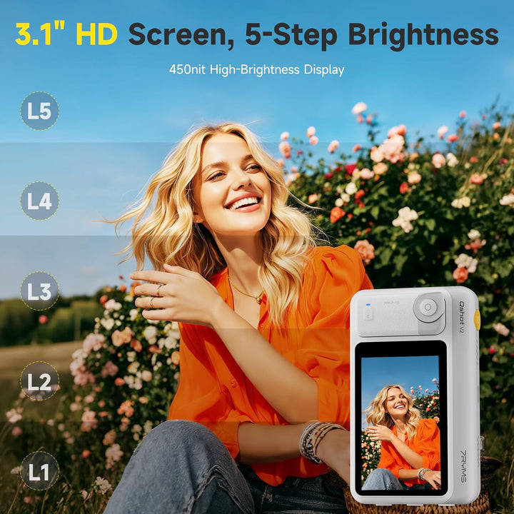 7RYMS Qshot V2 Kabelgebundener Selfie-Monitor für iPhone 17/16 & Android, Magnetischer Smartphone Mo