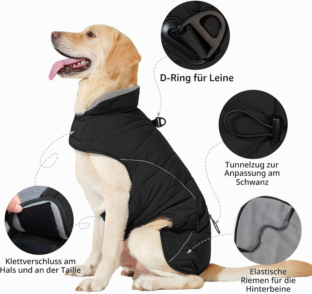 HEYWEAN Mantel Hund Wasserdicht Hundemantel Warm Winter Hundejacke Fleece Hunde Pullover Wintermante