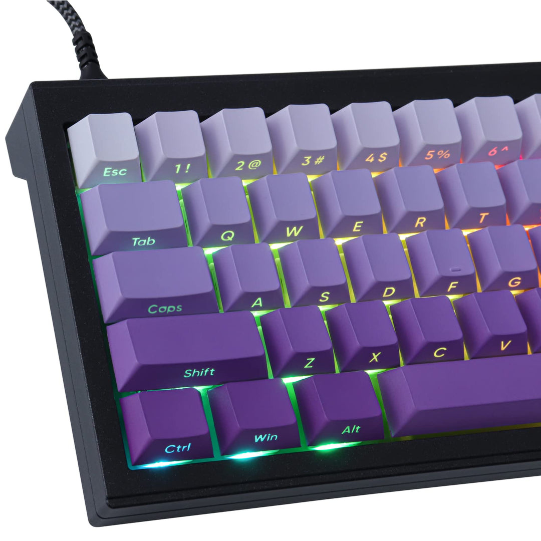 Keycaps PBT Transparente Keycaps Letter Side Engraved Purple Gradient Keycaps 135 Tasten Custom ANSI