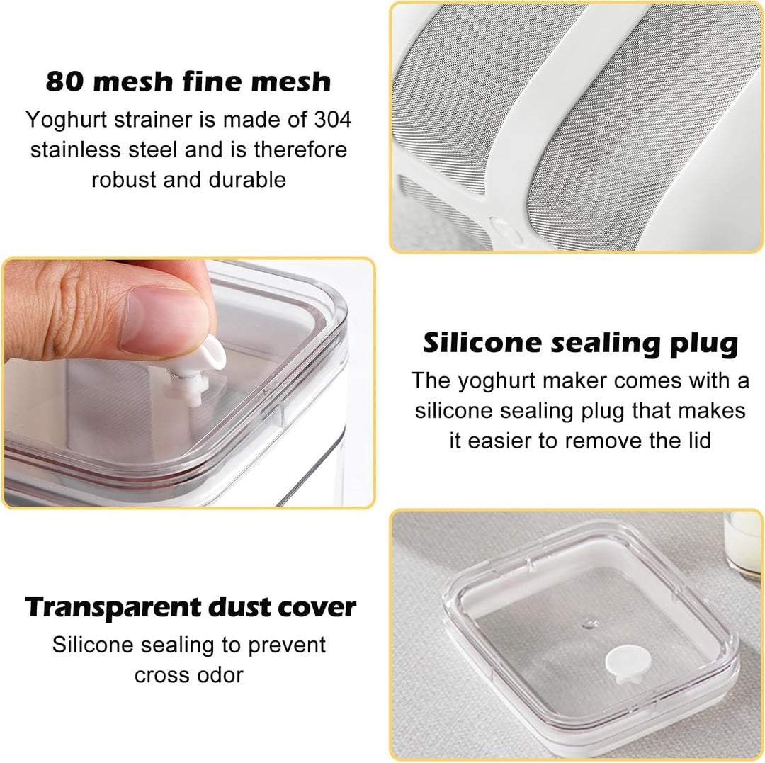 Frischkäsebereiter, Joghurt Sieb Mit Deckel, Waschbar Molkeabscheider, Wiederverwendbarer Feine Filt