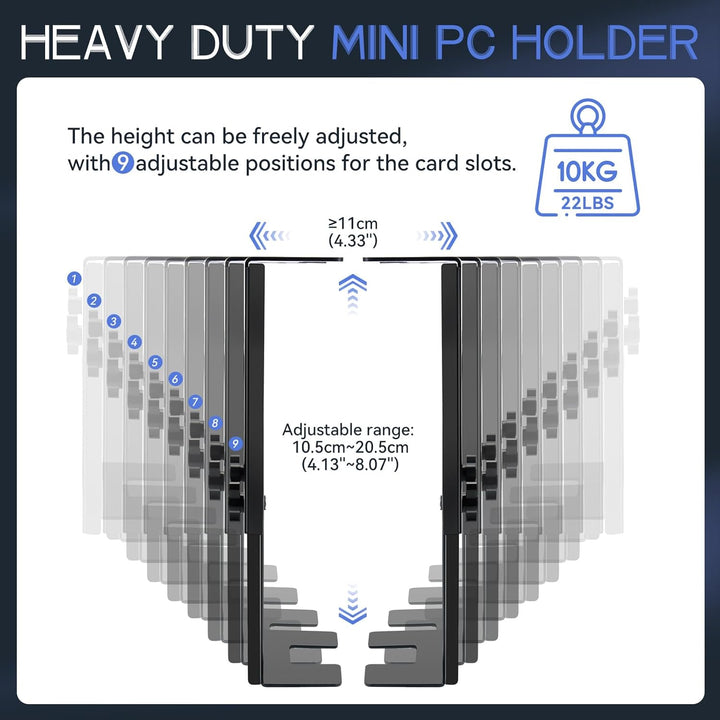 Mini-PC-Halterung für unter den Schreibtisch, höhen- und breitenverstellbare CPU/NAS-Halterung für M