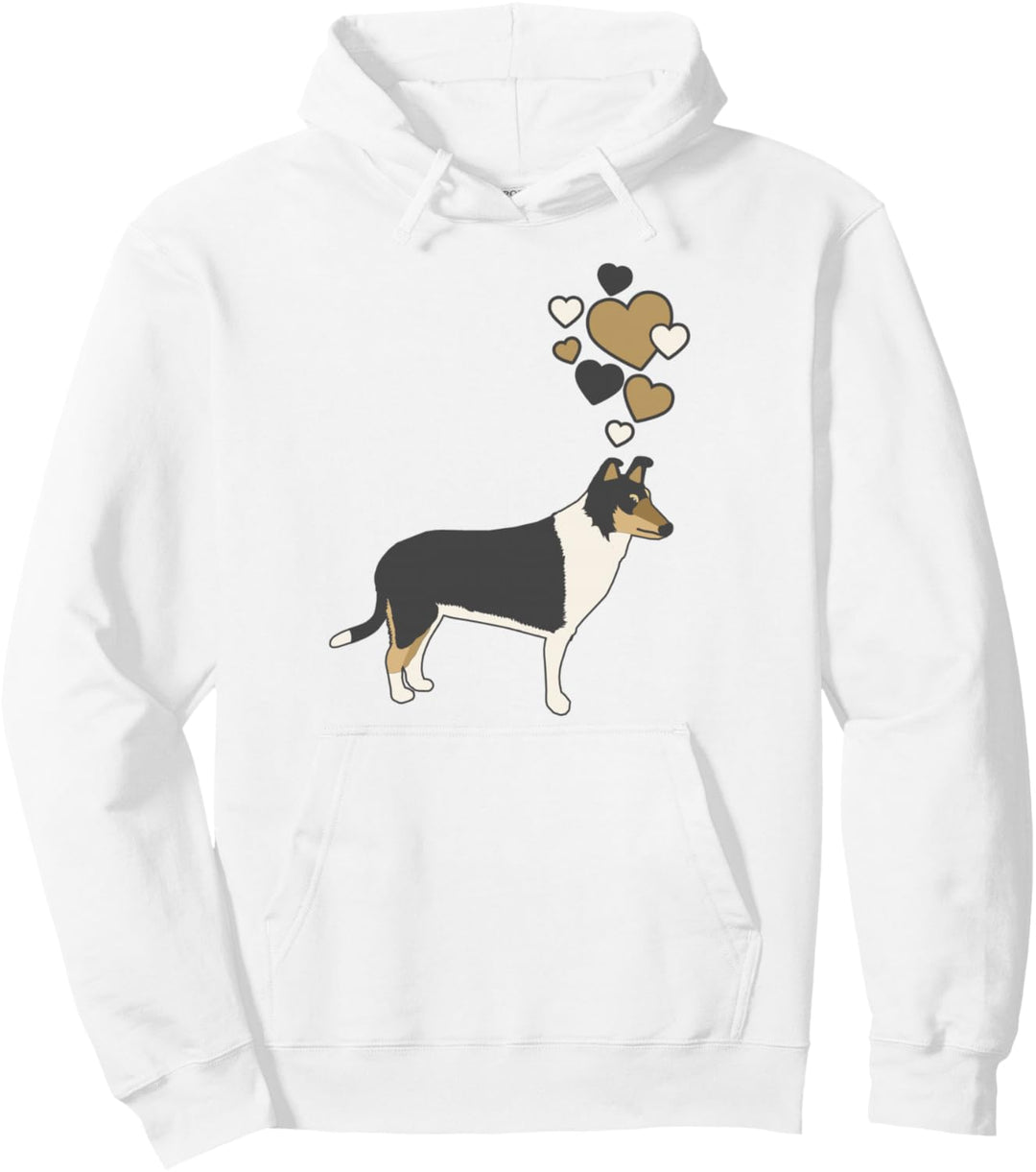 Glatter Collie mit Herzen Pullover Hoodie