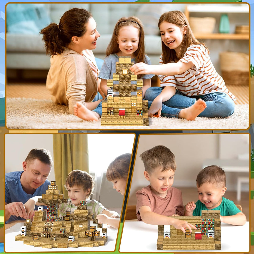Uiczdry 80 Stück Magnetische Bausteine - Build Mine Magnete Welt World Set,Magnetic Building Blocks,