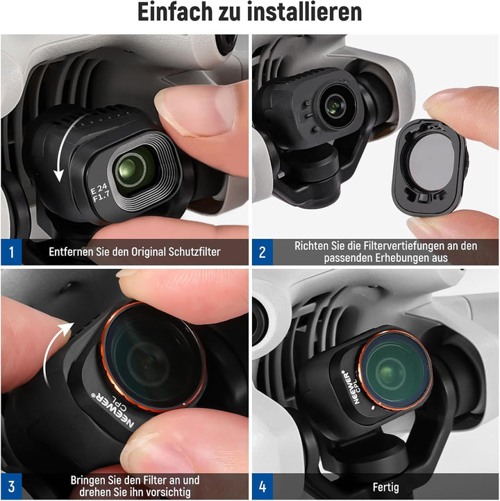NEEWER ND und CPL Filter Set Kompatibel mit DJI Mini 4 Pro, 4 Pack ND16 ND64 ND256 CPL Polarizer und
