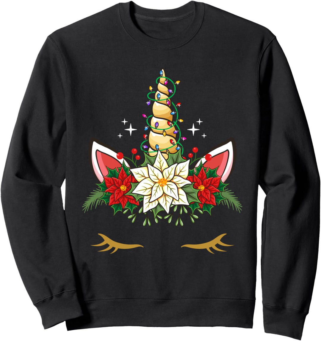 Weihnachten Einhorn Gesicht Weihnachten Kostüm Geschenk Sweatshirt