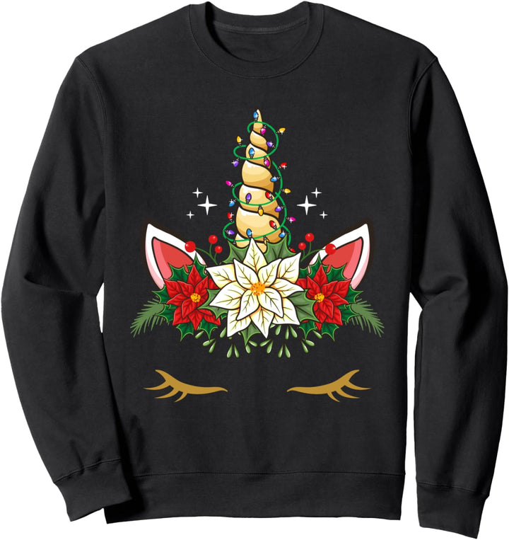 Weihnachten Einhorn Gesicht Weihnachten Kostüm Geschenk Sweatshirt