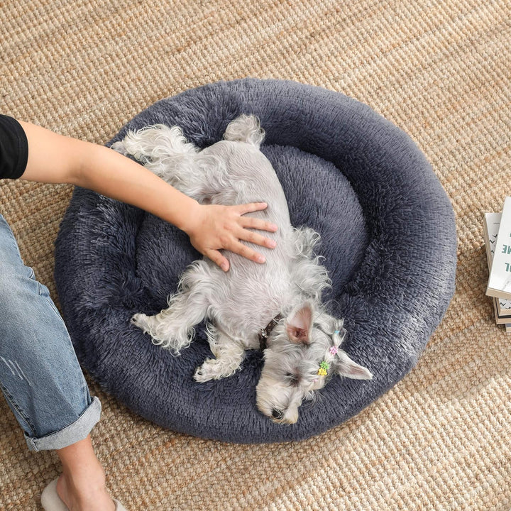 Feandrea Hundebett flauschig, Katzenbett, Donut Kissen, waschbar, Polsterung in der Mitte herausnehm