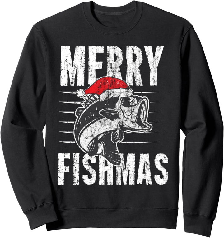 Merry Fishmas Lustiges Angeln Weihnachten Sweatshirt