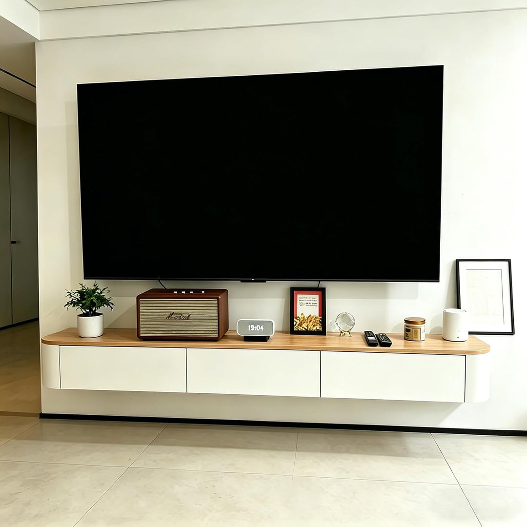 An der Wand befestigte TV-Konsole, Sich hin- und herbewegender TV-Ständer mit Schubladen und Tür, Me