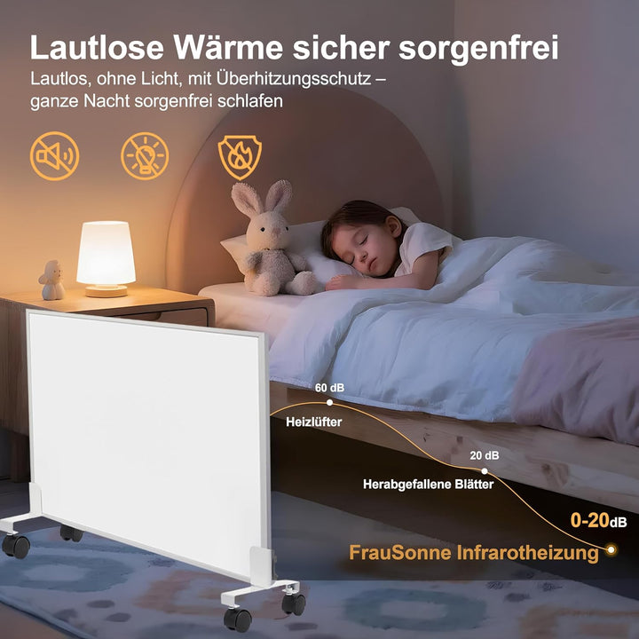Infrarotheizung Standgerät 350W mit Smart Thermostat, Infrarot Wandheizung–Mobiler Energiesparender