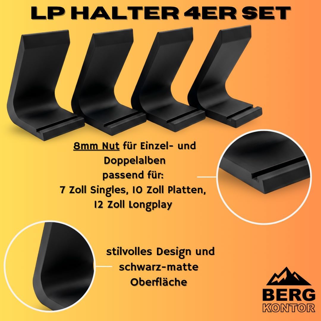 4er Set Schallplattenständer – Modernes Vinyl Display & LP Aufsteller für 7", 10" & 12" Platten – El