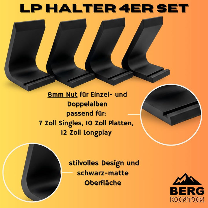4er Set Schallplattenständer – Modernes Vinyl Display & LP Aufsteller für 7", 10" & 12" Platten – El