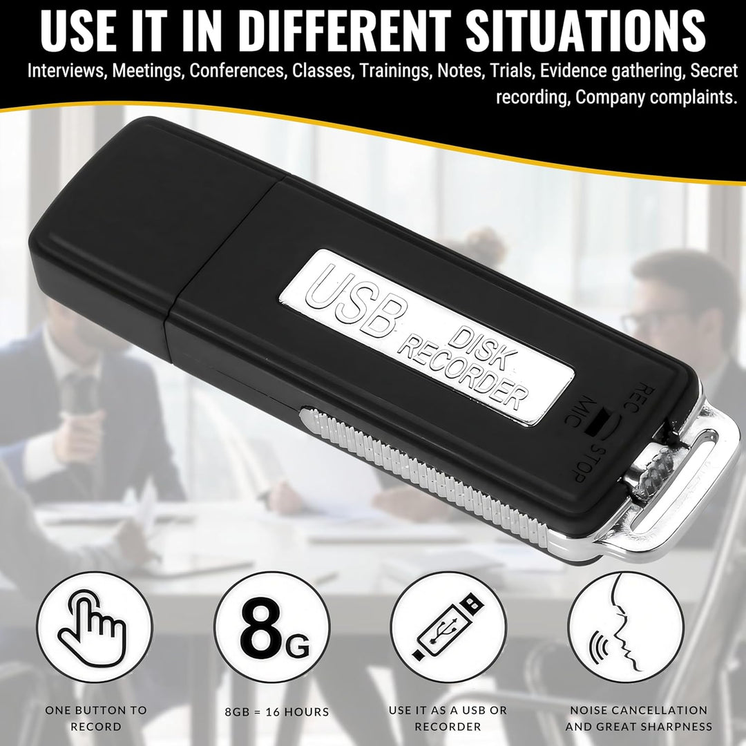 Digitales Diktiergerät, USB, Mini-Sprachaufnahme, Spion, 8 GB, kleiner Spion, USB, für Meetings, Int