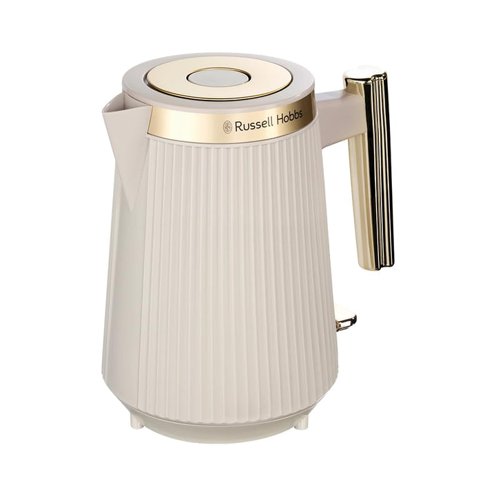 Russell Hobbs Wasserkocher [1,7L, 2400W] Brontë Stone (Mattes Design, Goldakzente, Ausgusstülle, Was