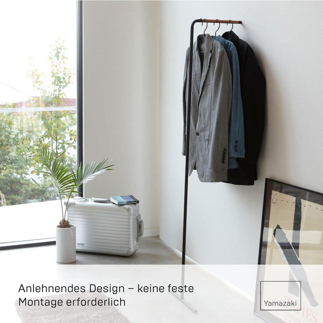 YAMAZAKI home Leaning Slim Kleiderbügel – Hängeregal Organizer für Wand schwarz, One Size, 7551, Sch