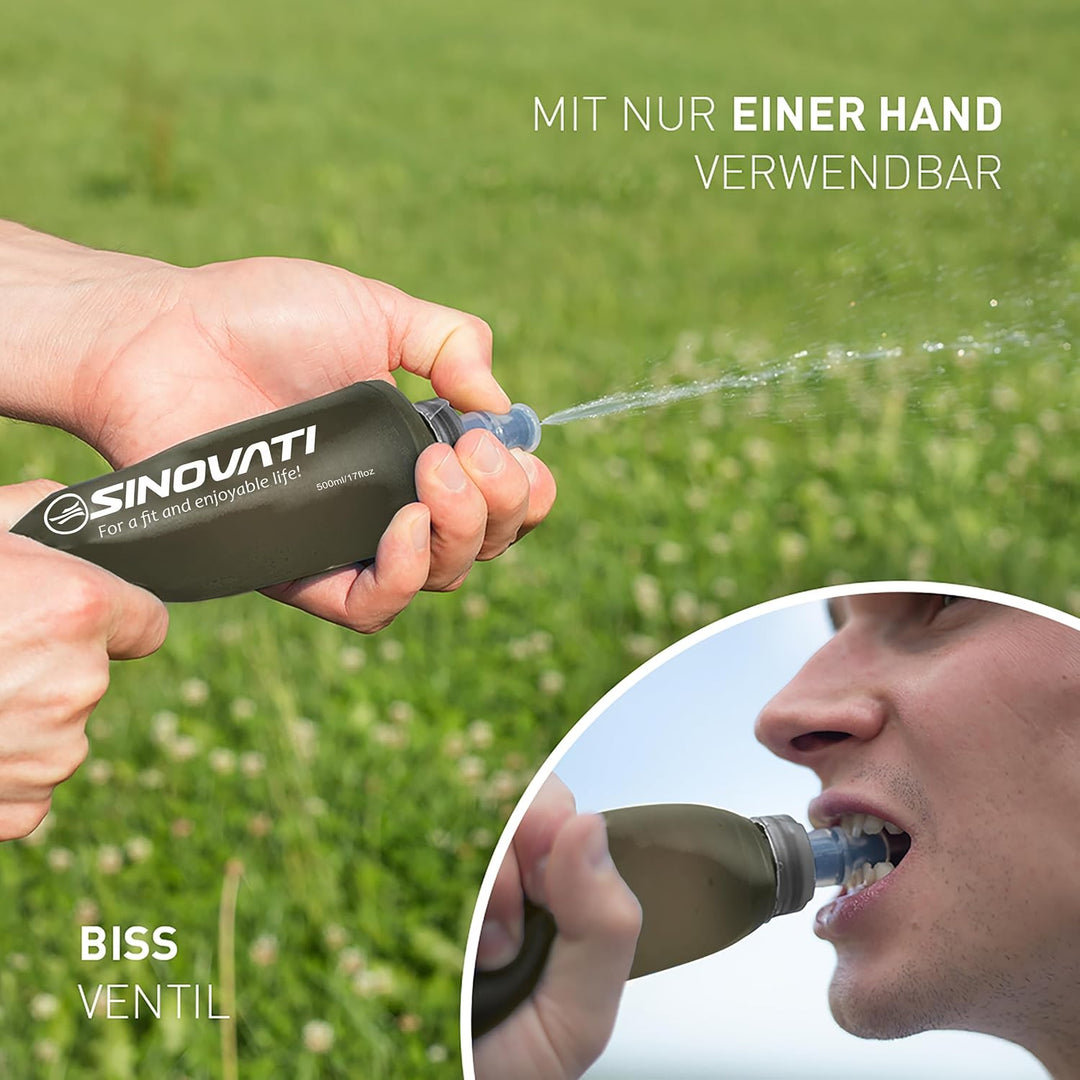SINOVATI® TPU Faltbare Trinkflaschen, Soft Flask, Wasserflasche BPA-Frei Sportflasche für Trinkrucks