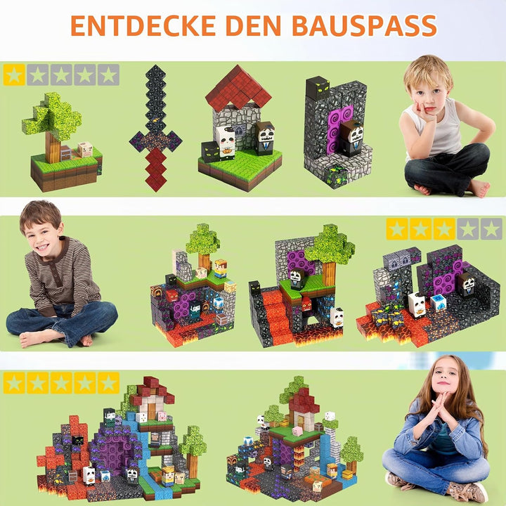 Vdealen 300 PCS Magnetische Bausteine, Stapelung Magnetwürfel Spielzeug für Kinder, STEM Montessori