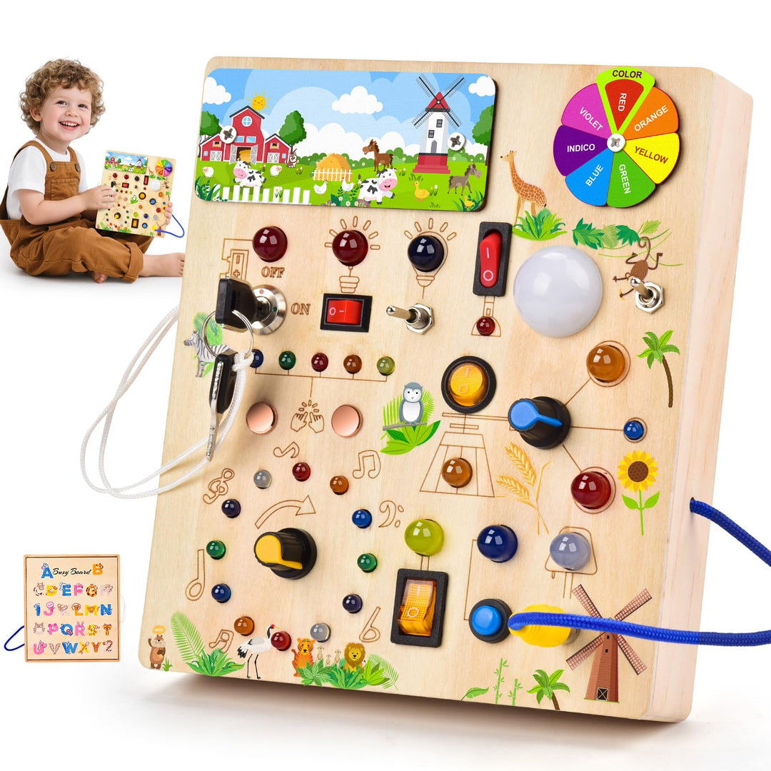 Fwiull Montessori Spielzeug ab 1 Jahr,Baby Montessori Busy Board,Activity Board Montessori ab 2 Jahr