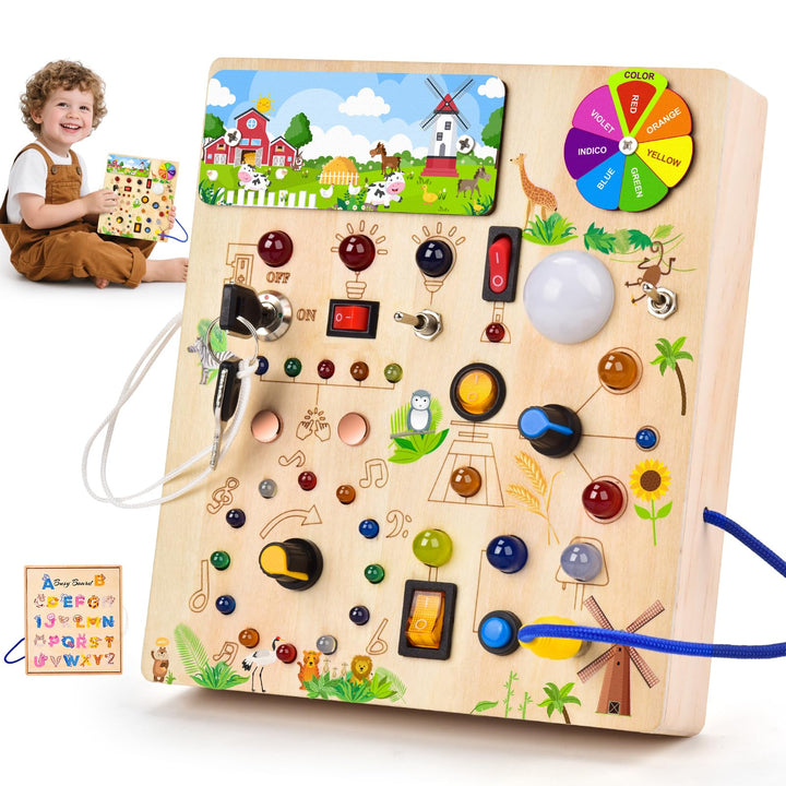 Fwiull Montessori Spielzeug ab 1 Jahr,Baby Montessori Busy Board,Activity Board Montessori ab 2 Jahr