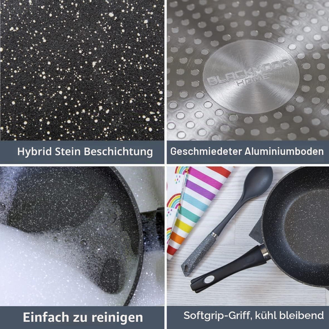 Blackmoor Home Antihaft Bratpfanne 28 cm – Aluminium Pfanne für Induktion, Gas &amp; Elektro, Verstärkte