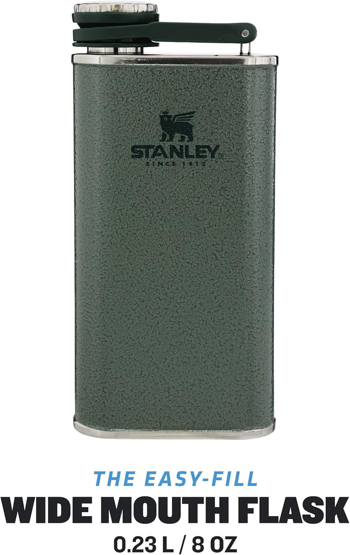 Stanley Classic Wide Mouth Flask 236 ml mit Never-Lose Kappe - Edelstahl Flachmann mit Weiter Öffnun