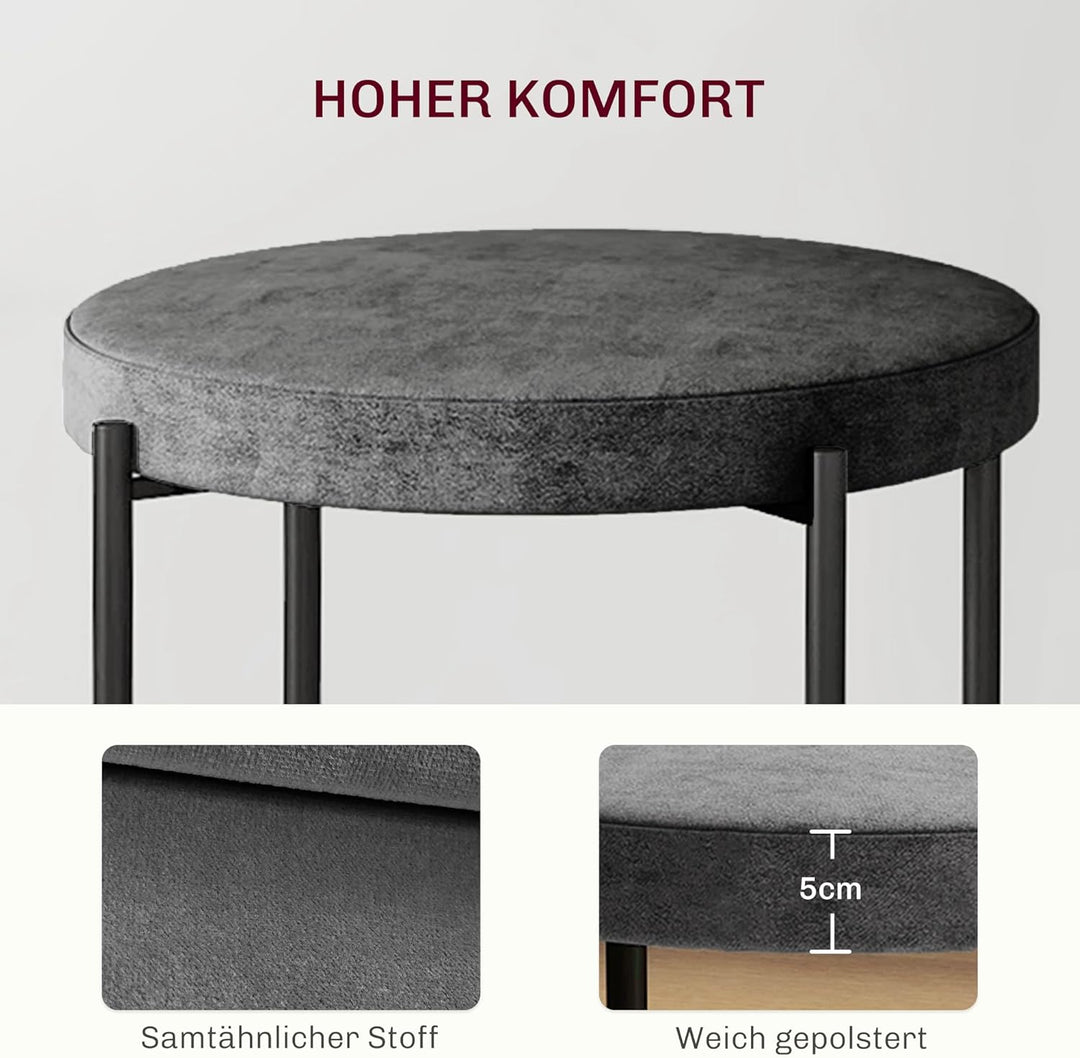 HOMCOM Esszimmerhocker 4er Set Stapelhocker Hocker aus Metall mit Samtoptik Küchenhocker Polsterhock