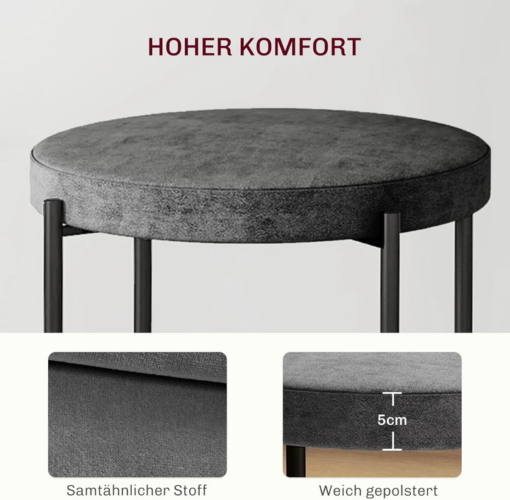 HOMCOM Esszimmerhocker 4er Set Stapelhocker Hocker aus Metall mit Samtoptik Küchenhocker Polsterhock