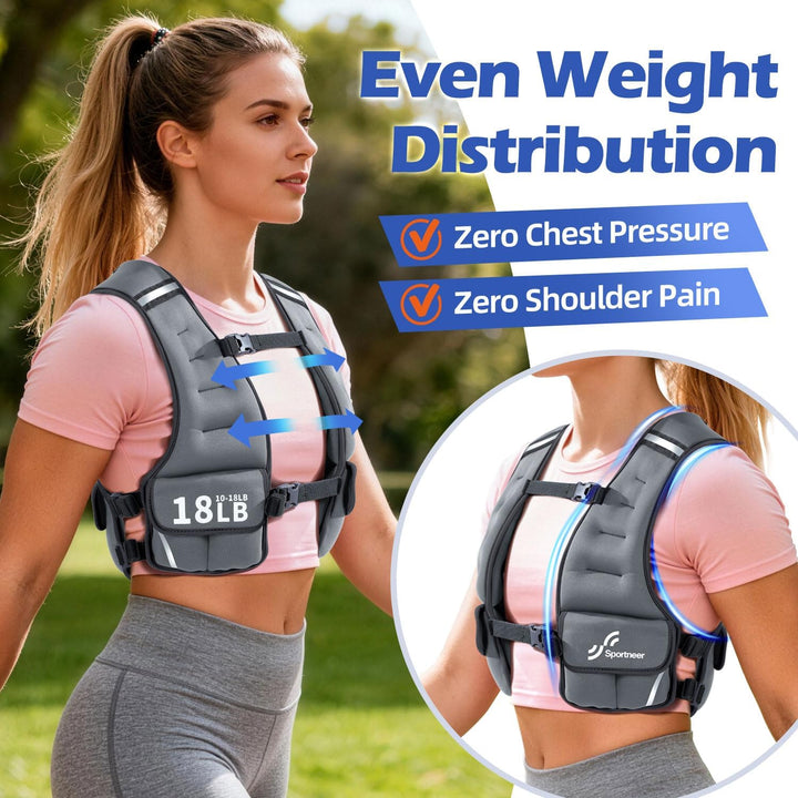 Sportneer Verstellbare Gewichtsweste für Damen Laufweste, 2,7-4,5kg/ 4,5-8,16kg Gewichtsweste für Kr