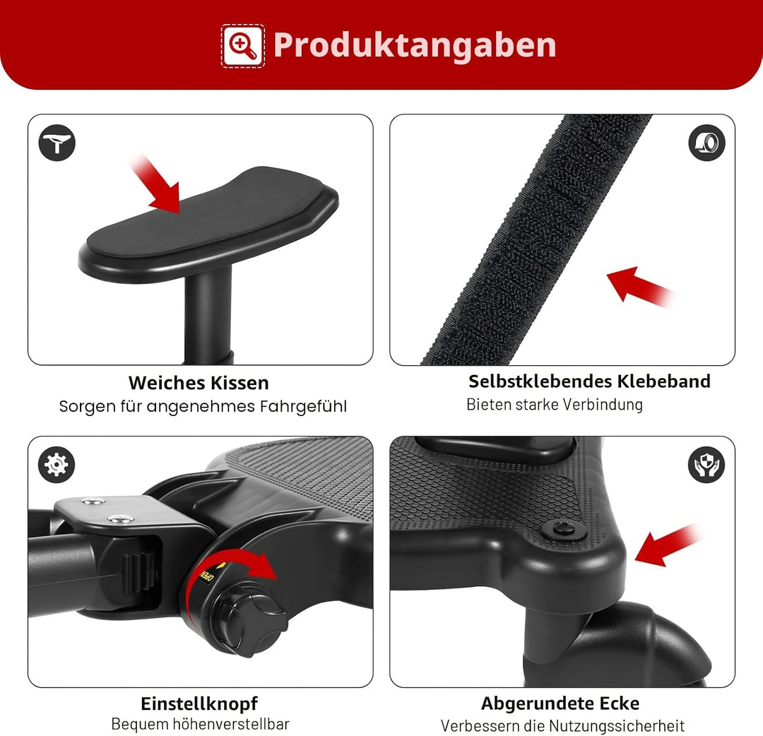 Buggy Board Universal Trittbrett für Kinderwagen, mitfahrbrett mit abnehmbarem Sitz bis 25kg, kompat